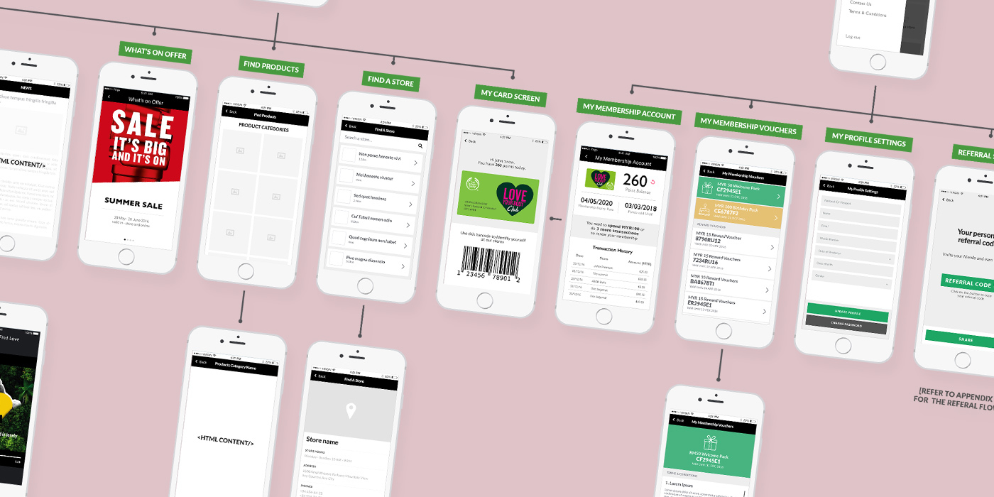 Preview of the app UX flow